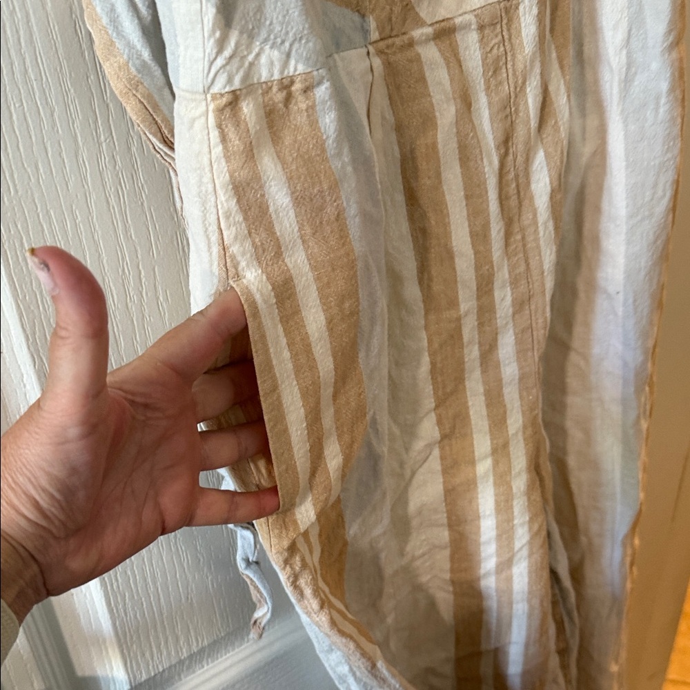 Anthropologie Beige and White Striped Jumpsuit - Picture 4 of 8